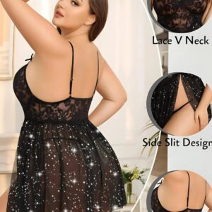 kissbump büyük beden dantelli gecelik – derin yırtmaçlı plus size mor model