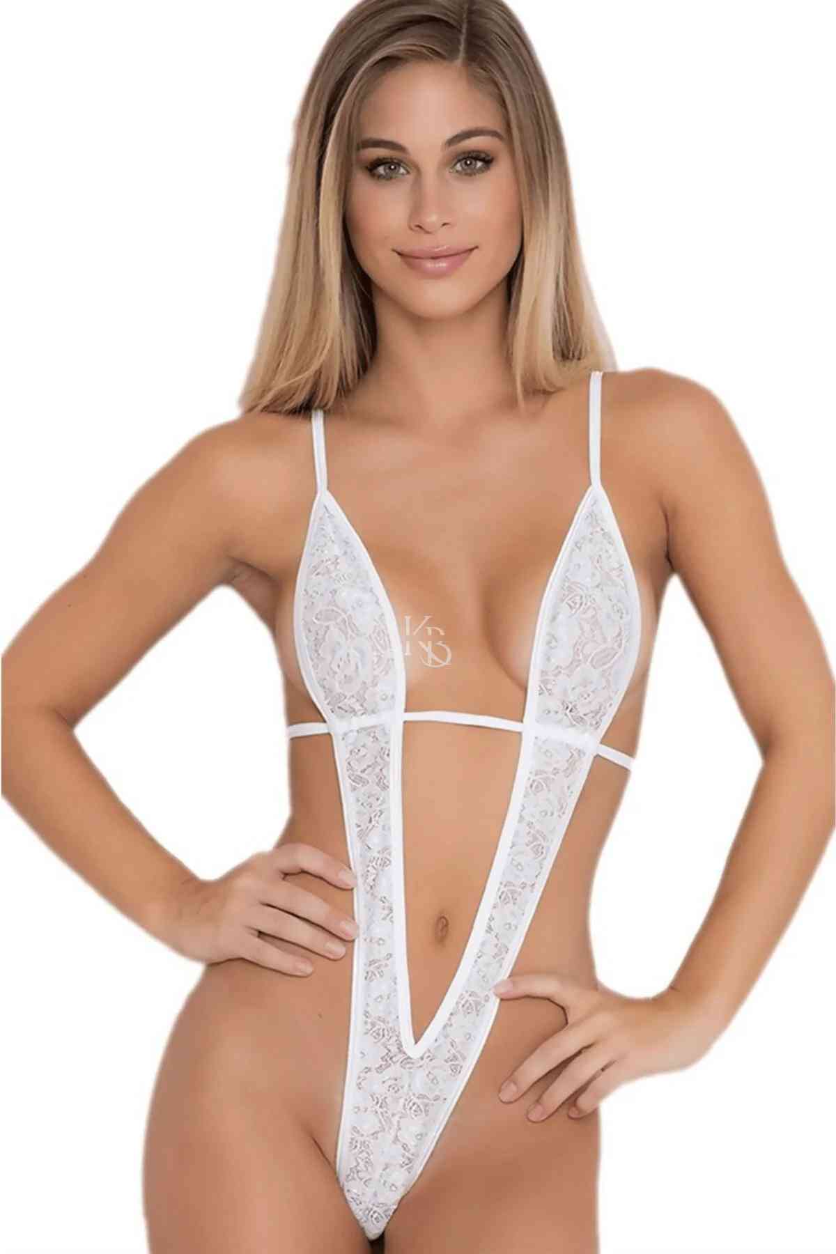kissbump beyaz dantel detaylı göğüs arası açık body – derin dekolteli sırtı açık seksi kadın İç giyim kissbump beyaz dantel detaylı göğüs arası açık body – derin dekolteli sırtı açık seksi kadın İç giyim