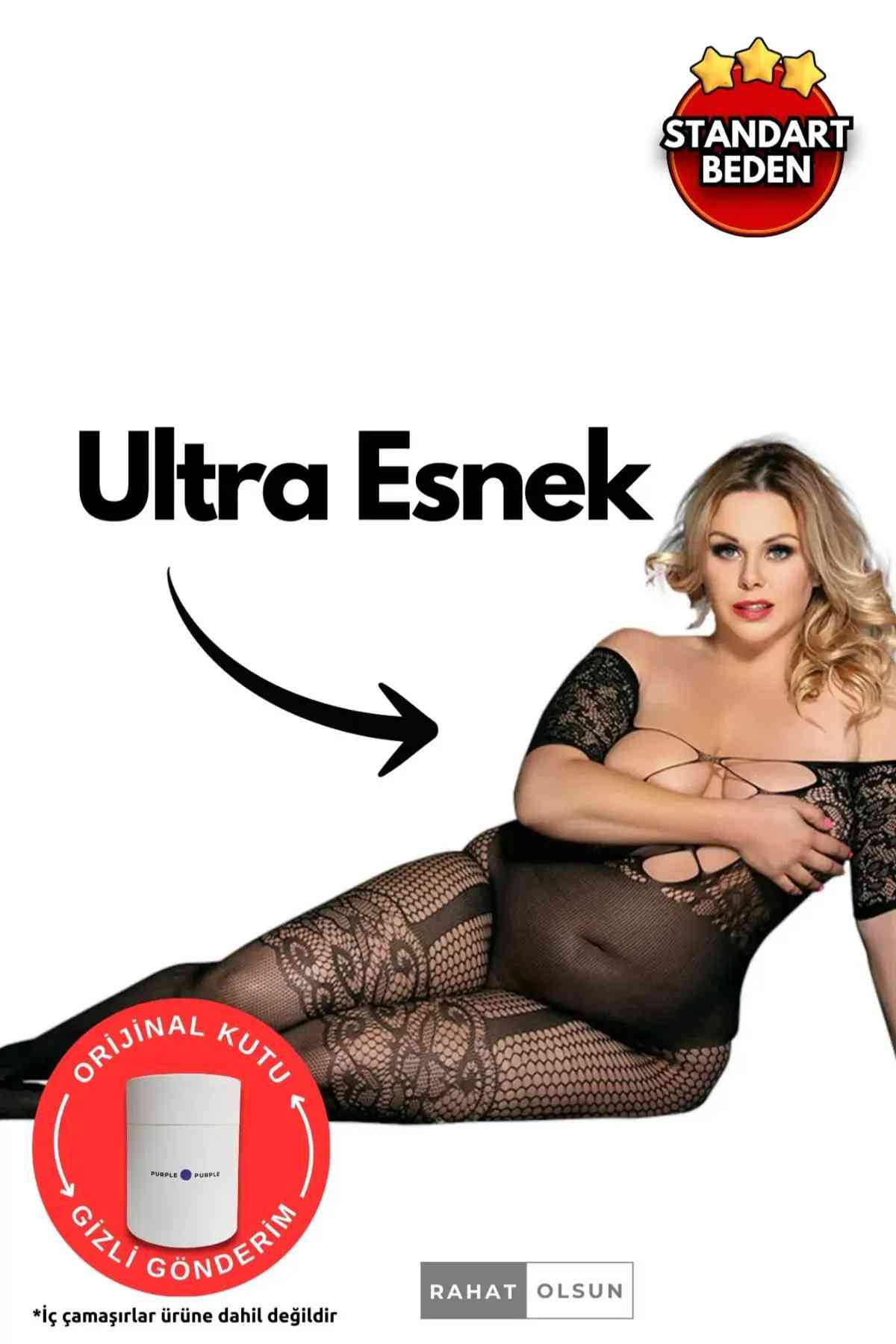 kissbump siyah dantel detaylı file vücut Çorabı – transparan tek parça fantazi tulum gecelik