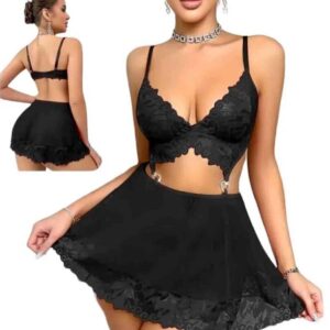 siyah dantel fantazi gecelik – taşlı kalp aksesuarlı seksi İç giyim, büyük beden seçenekli siyah dantel fantazi gecelik – taşlı kalp aksesuarlı seksi İç giyim, büyük beden seçenekli